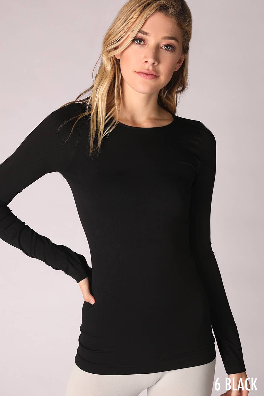 Long Sleeve Crew Neck Top ~ Stone