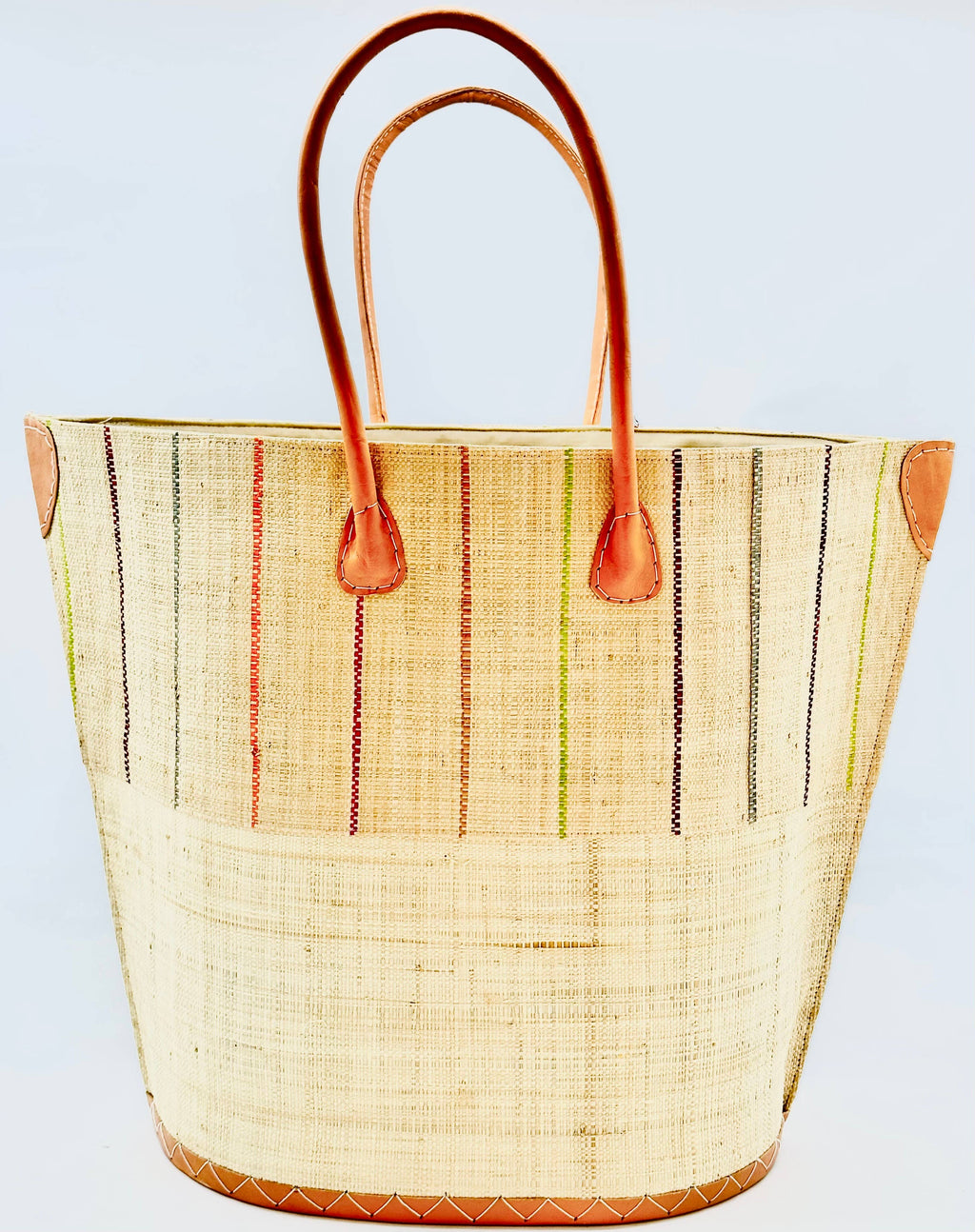 Santa Cruz Pinstripe Straw Tote