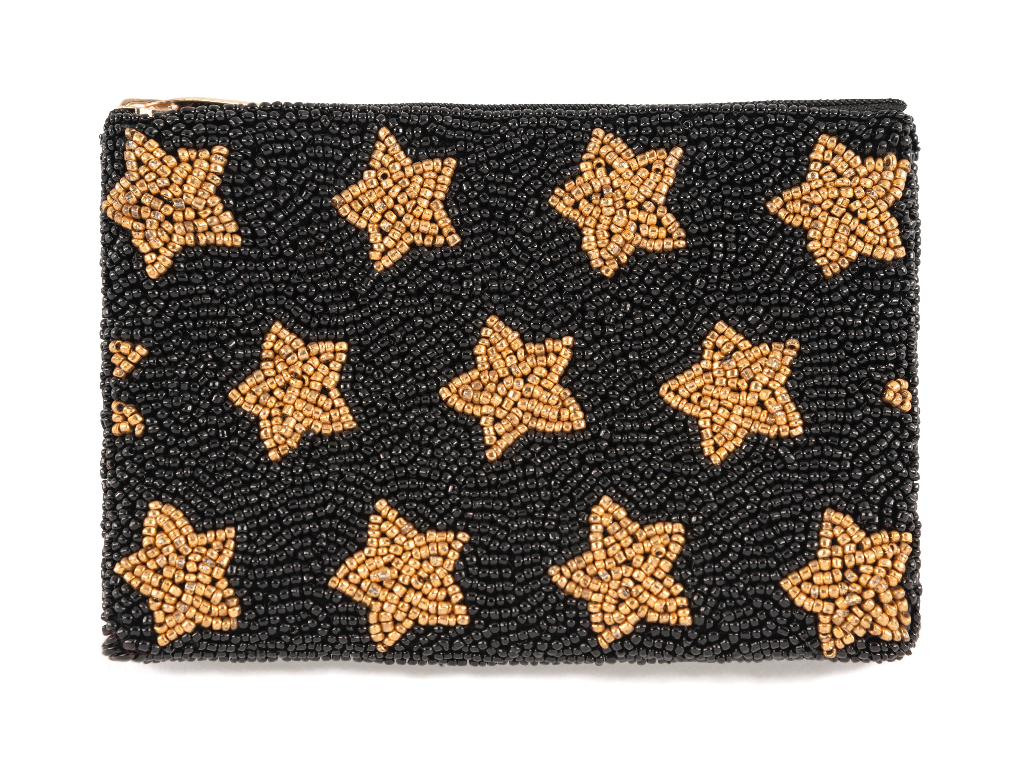 Stars Beaded Zip Pouch