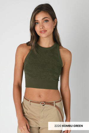 Lace High Neck Crop Top ~ black