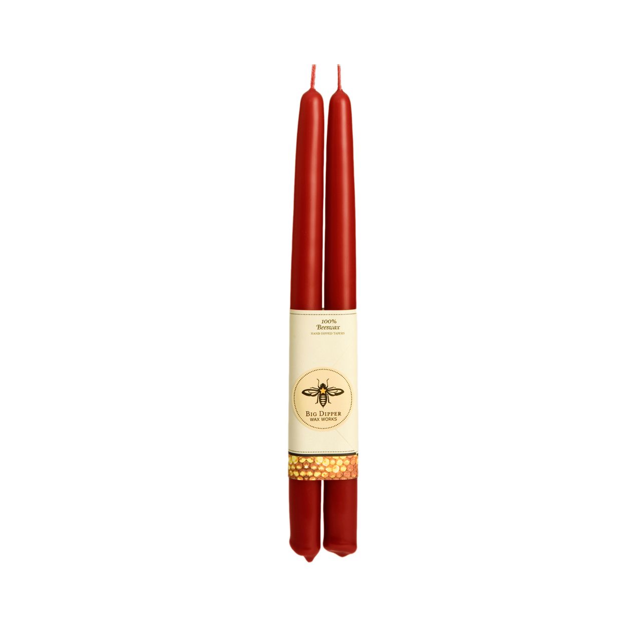 100% Pure Beeswax Tapers: Red