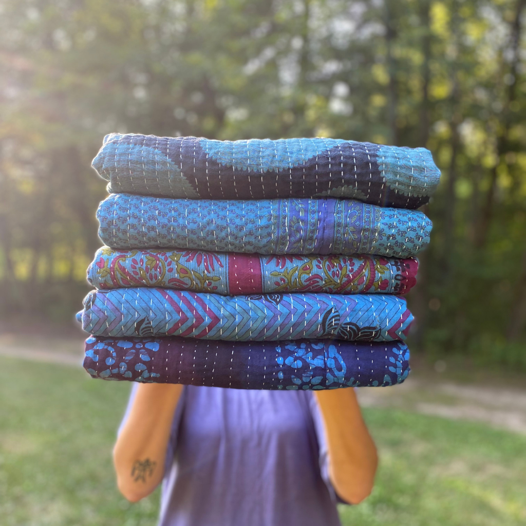 Over-Dyed Kantha Throw Blanket / Quilt