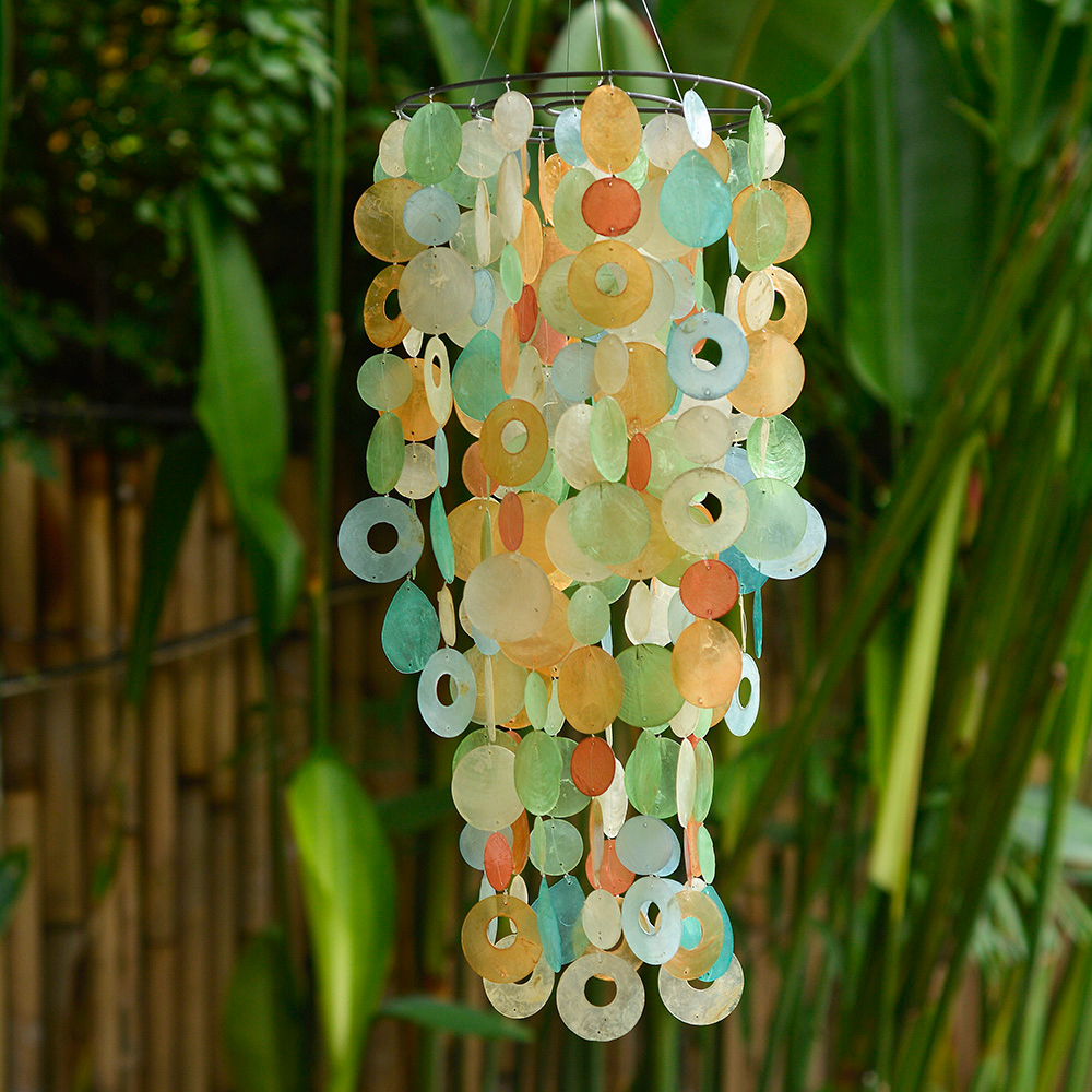 Capiz Chime Chandelier | Tropical Flowers