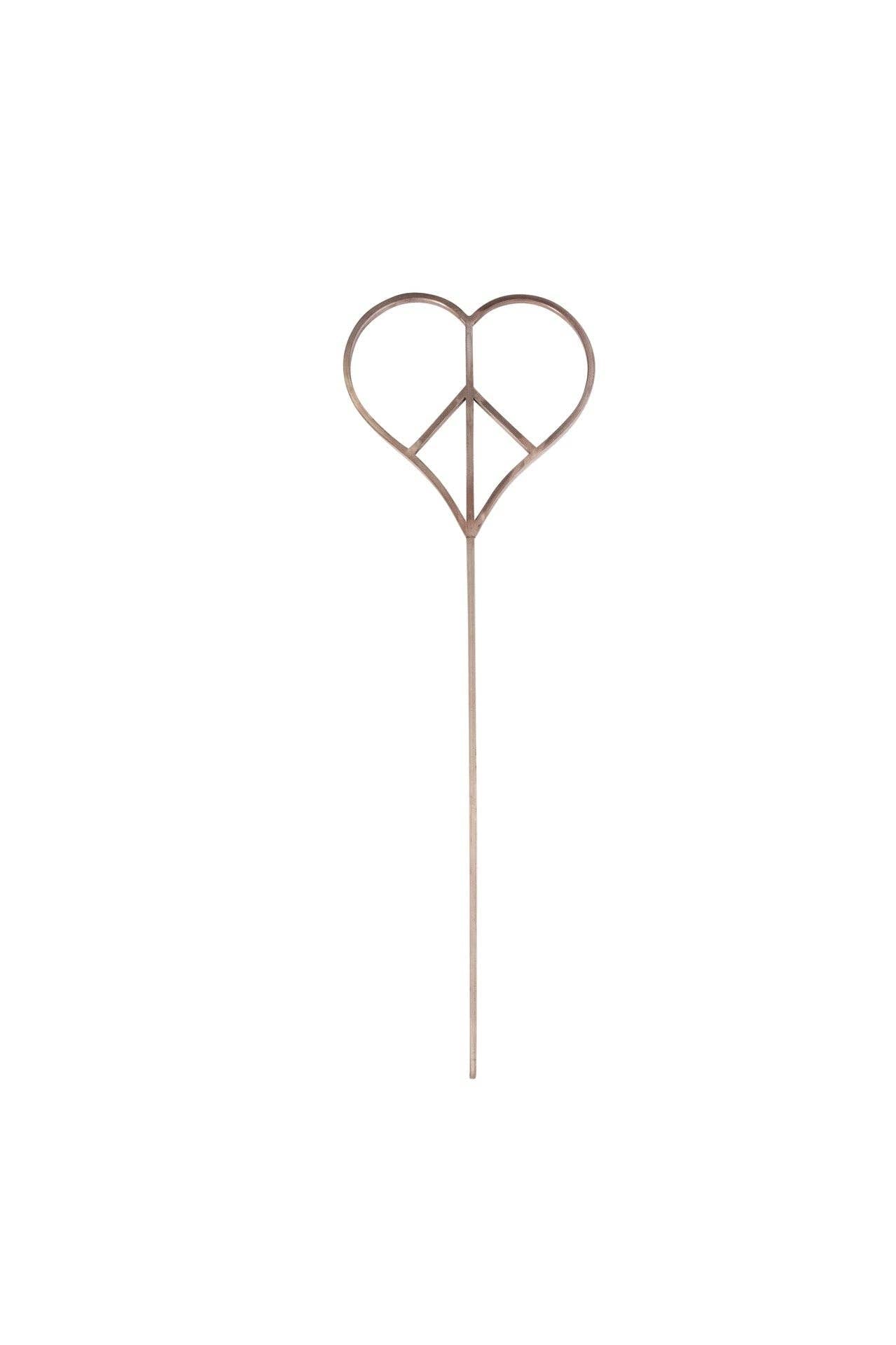 Metal Heart Peace Sign Garden Stake