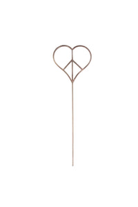 Metal Heart Peace Sign Garden Stake