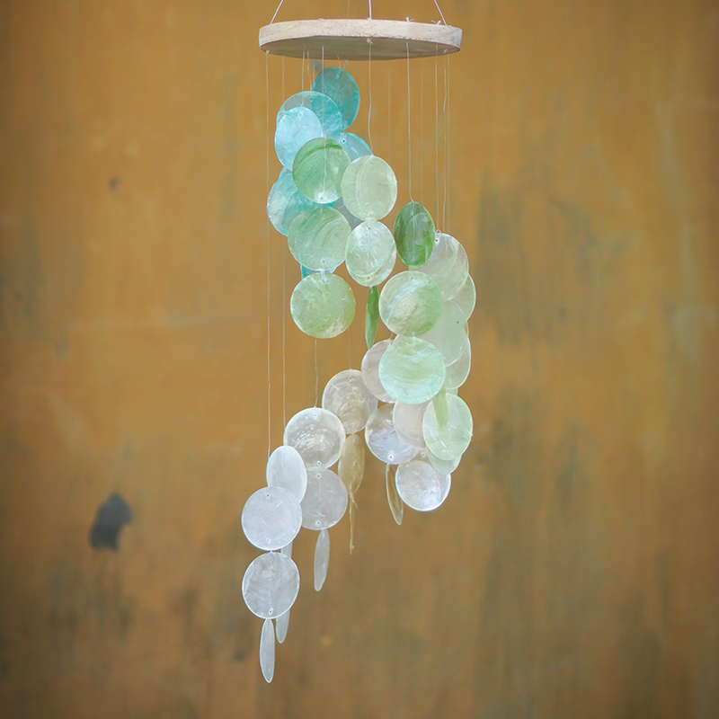 Capiz Chime Spiral Wood Top | Spring Meadow