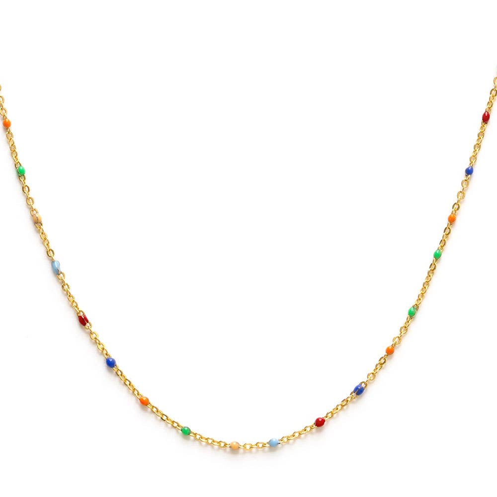 Rainbow Enamel Chain Necklace