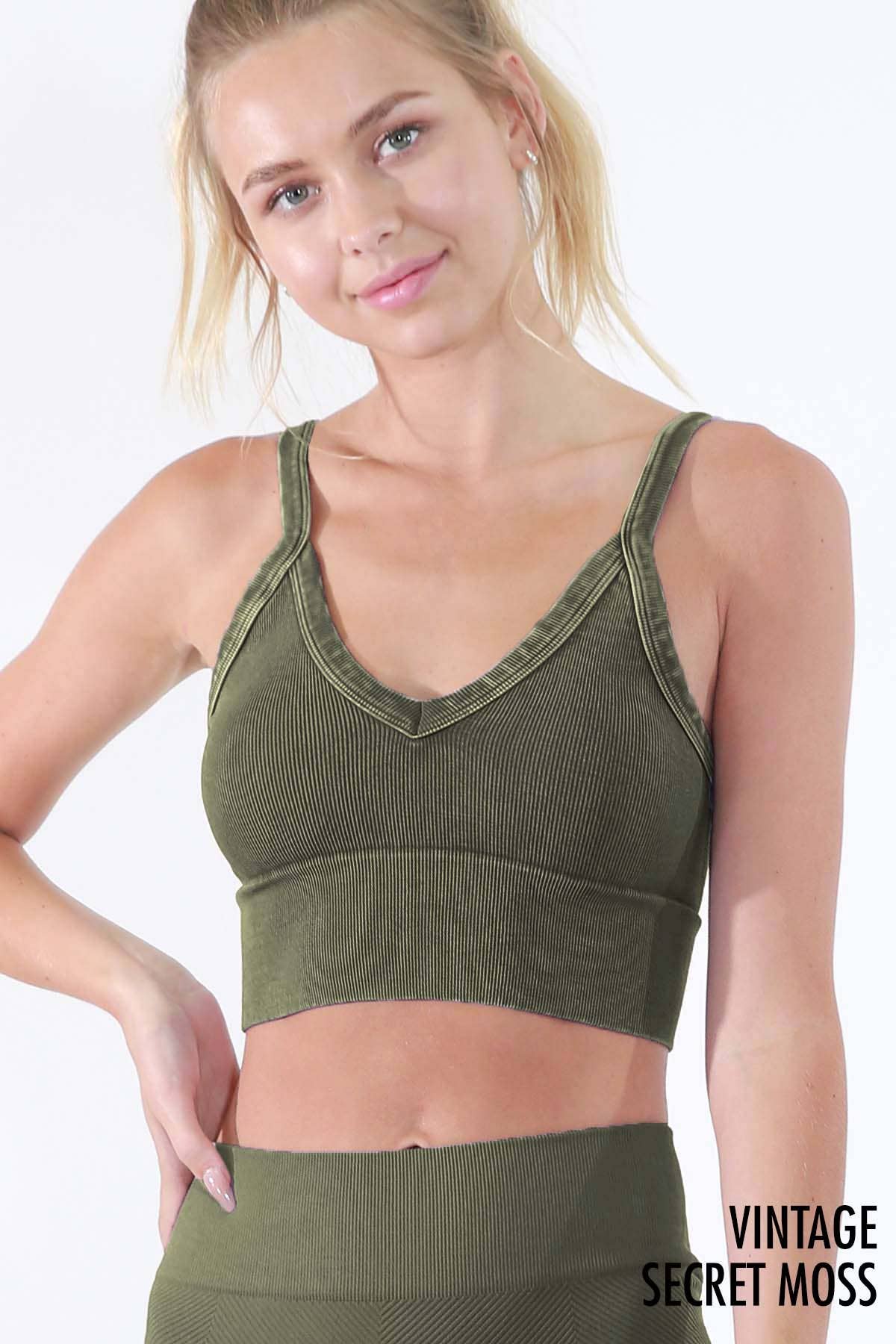 Vintage Ribbed V-Neck Bra Top