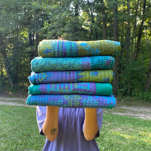 Over-Dyed Kantha Throw Blanket / Quilt