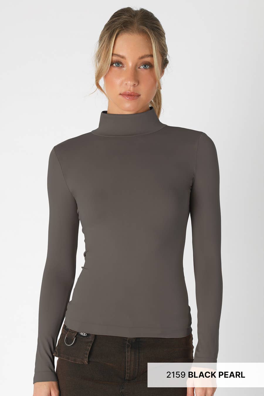 Long Sleeve Mock Neck Top ~ Black