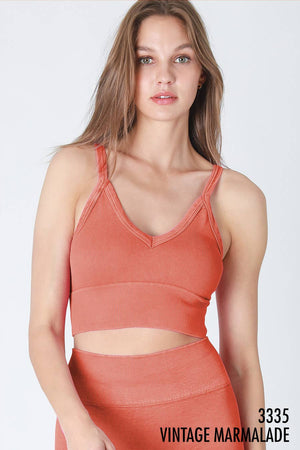 Vintage Ribbed V-Neck Bra Top