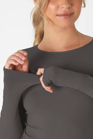Long Sleeve Crew Neck Top ~ Stone