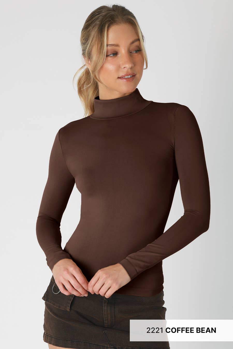 Long Sleeve Mock Neck Top ~ Black