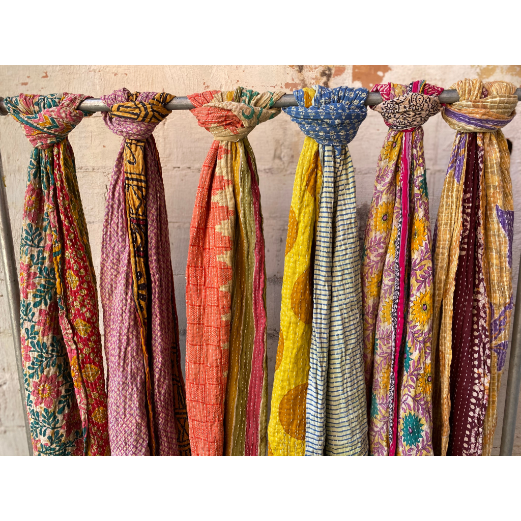 Kantha Scarf ~ Recycled Cotton Sari Material