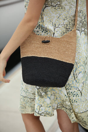 ConCon Two-Tone Straw Crossbody Bag