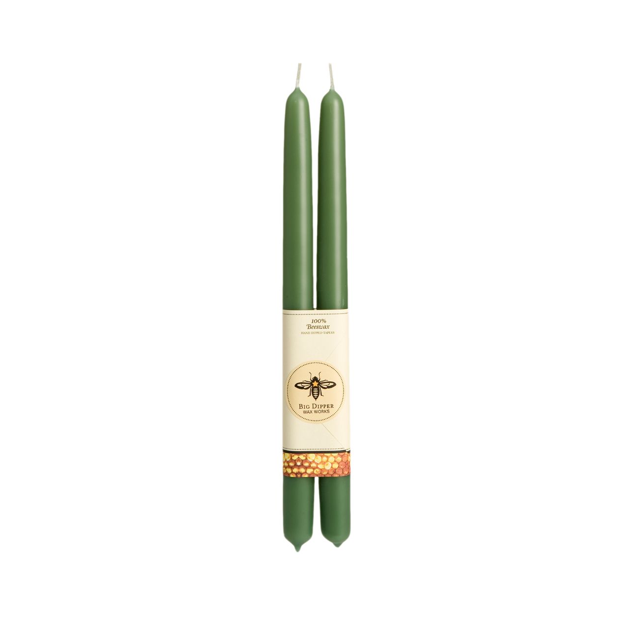 100% Pure Beeswax Tapers: Forest Green