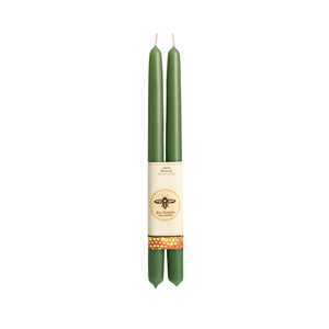 100% Pure Beeswax Tapers: Forest Green