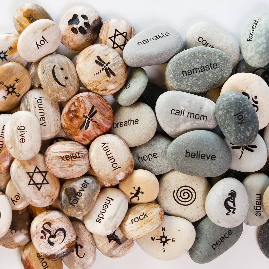 Inspired Pocket Stones - Engraved with Words & Symbols