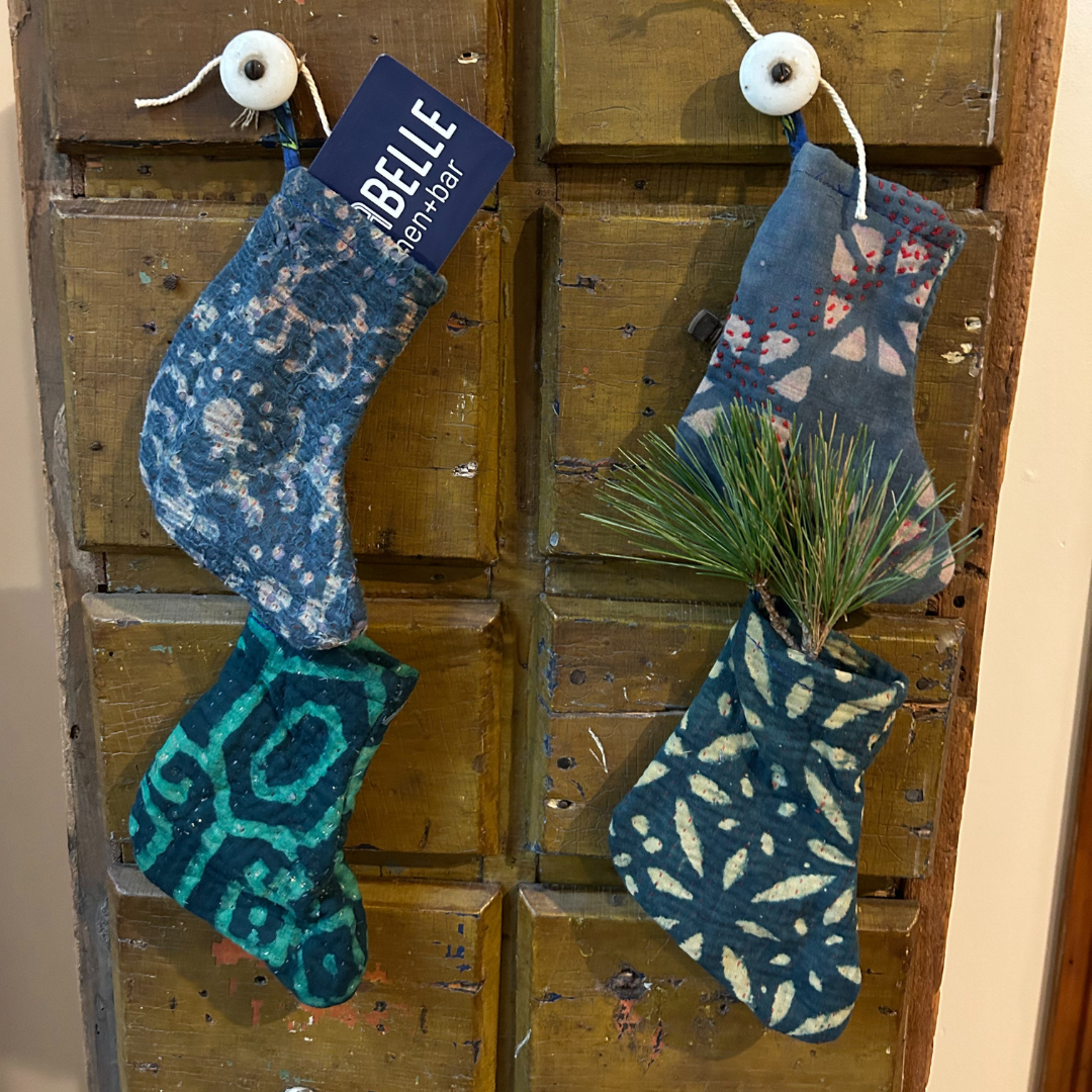 Kantha Christmas Stocking Ornament