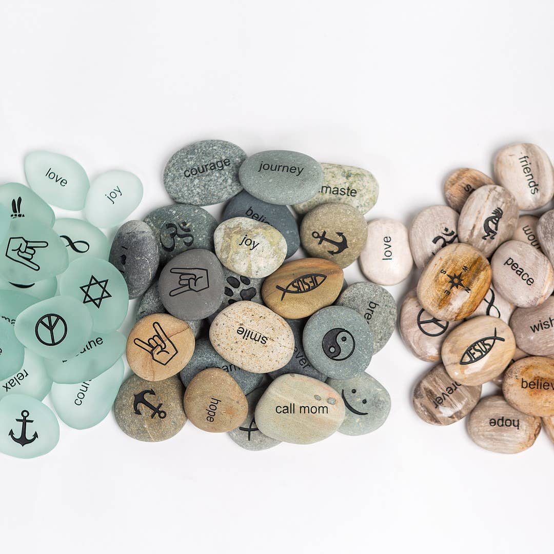 Inspired Pocket Stones - Engraved with Words & Symbols