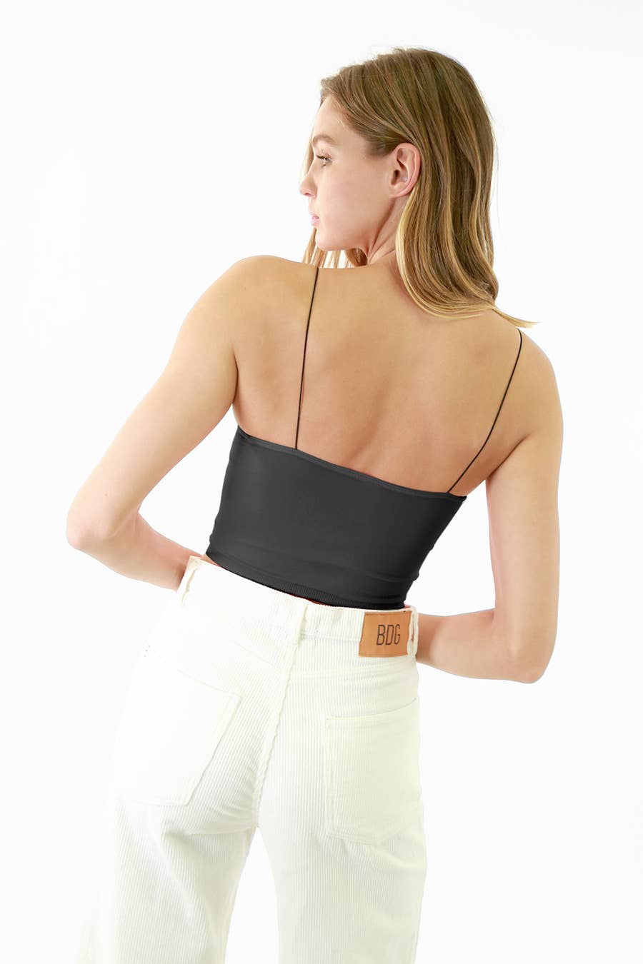 Skinny Strap Cropped Cami ~ black