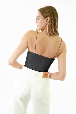 Skinny Strap Cropped Cami ~ black