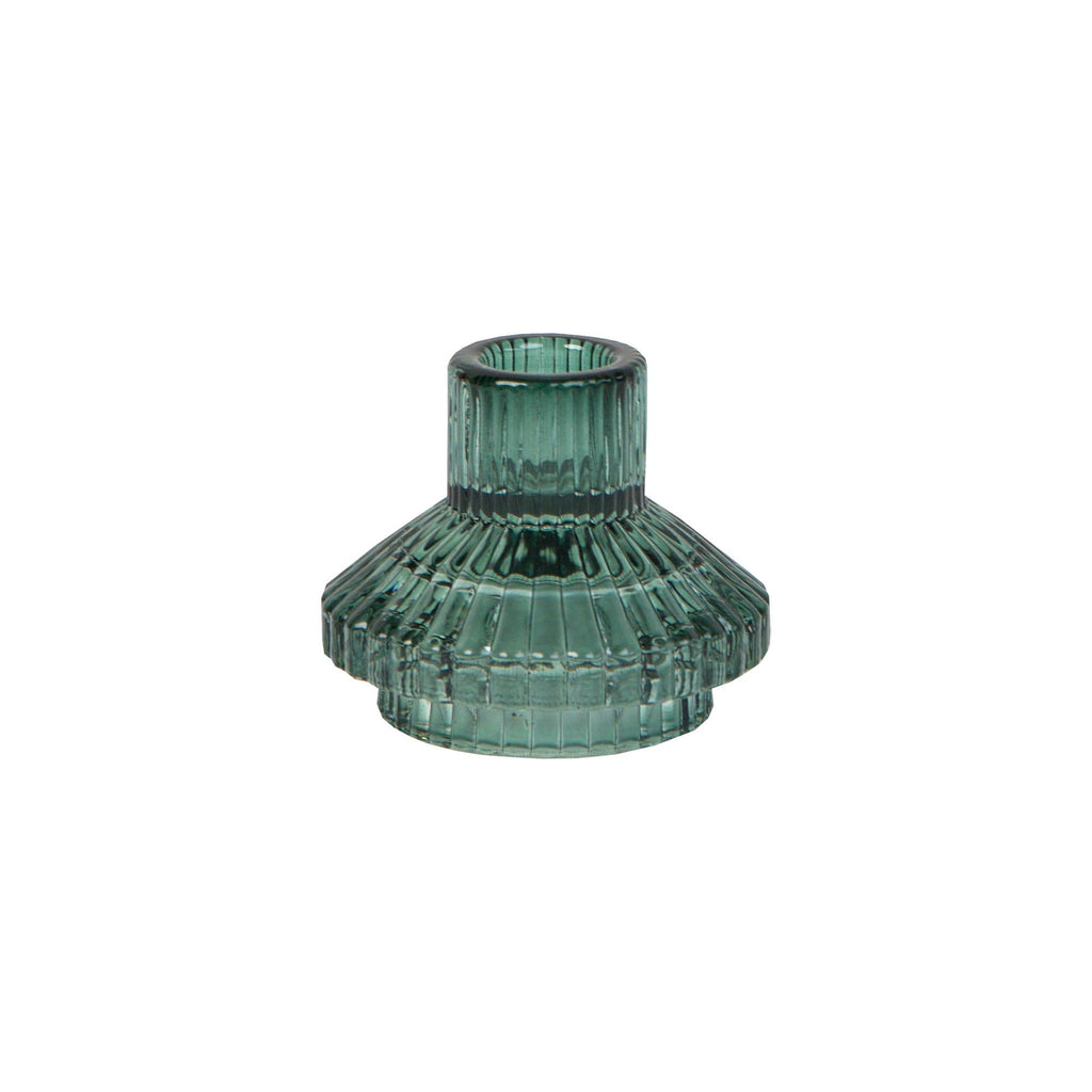 Small Fluted Glass Taper Candle Holder