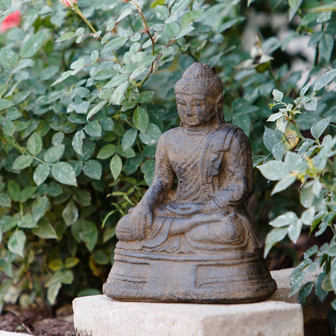 Small Sitting Buddha 8"H - Volcanic Ash