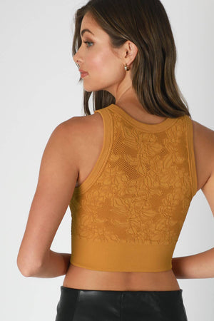 Lace High Neck Crop Top ~ black