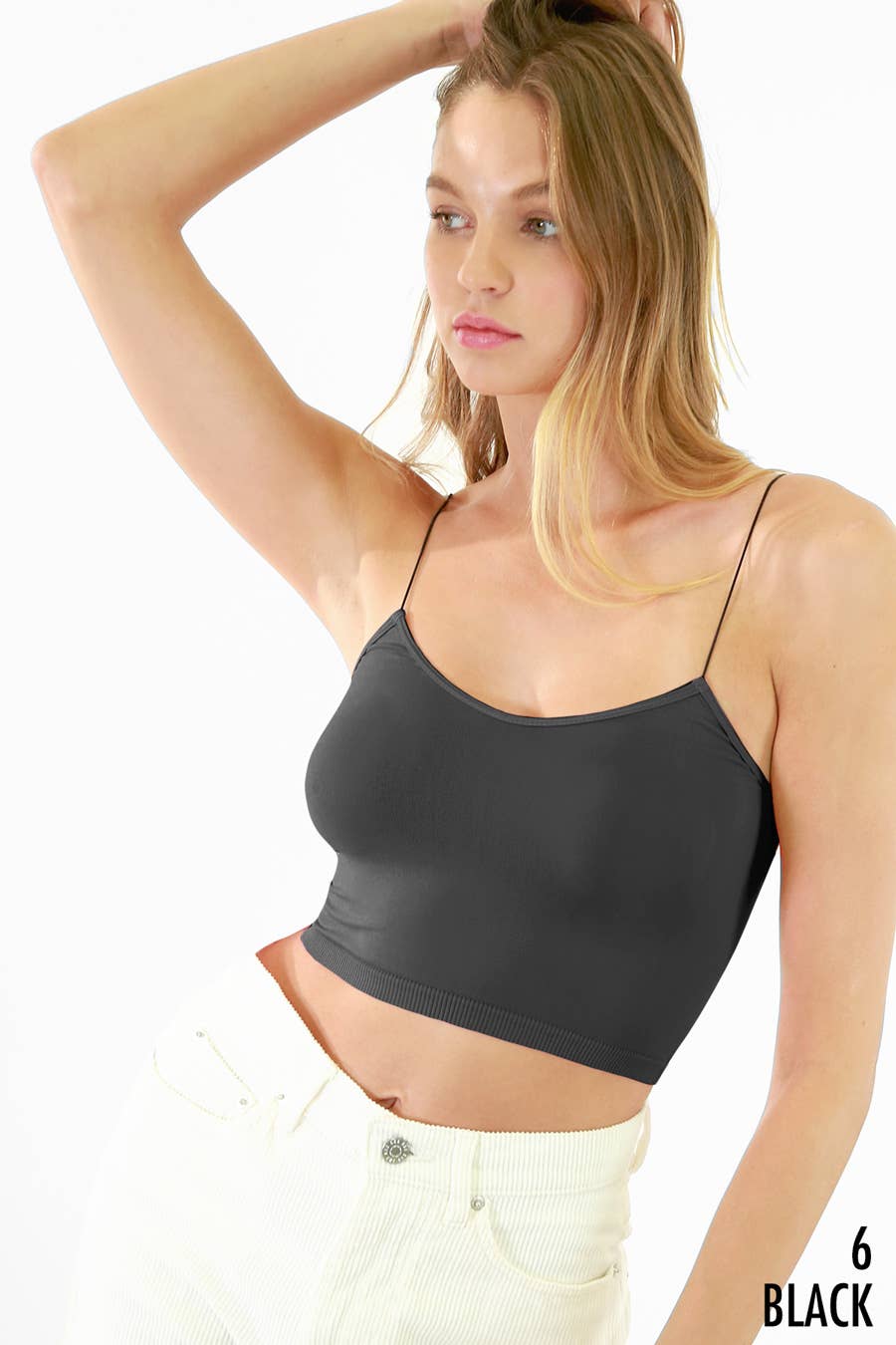 Skinny Strap Cropped Cami ~ black