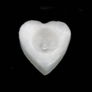 Selenite Heart Candle Holder