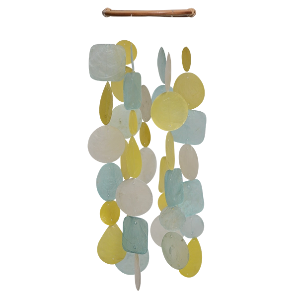 Capiz Chime Small Round | Aqua Yellow