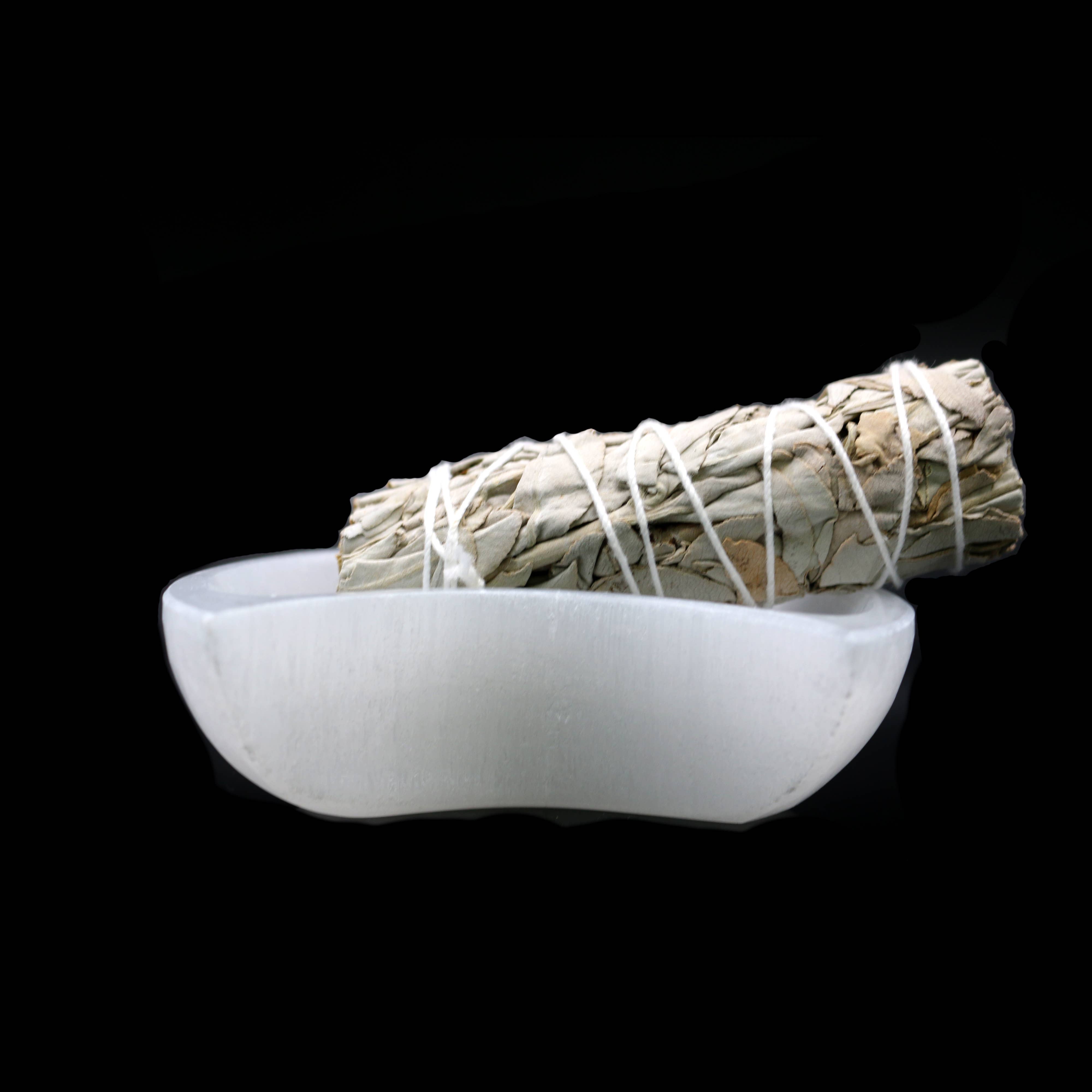 Crescent Moon Selenite Smudge Bowl