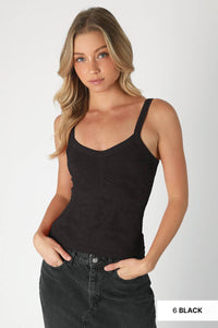 Lace V Neck Top ~ black