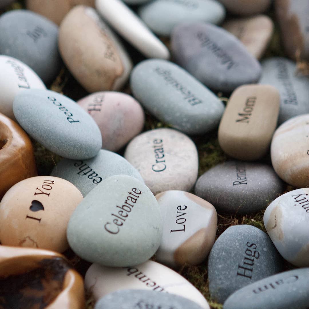 Inspired Pocket Stones - Engraved with Words & Symbols