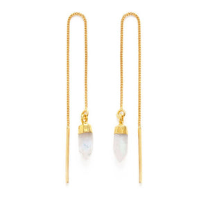 Moonstone Point Threader Earrings