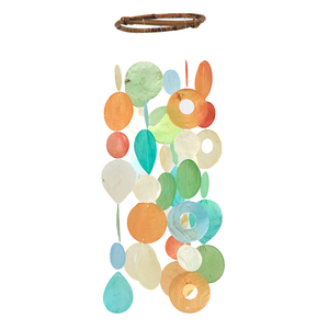 Small Round Capiz Chime | Tropical Flowers