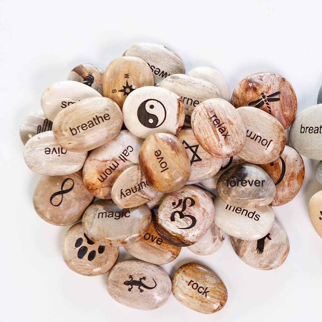 Inspired Pocket Stones - Engraved with Words & Symbols