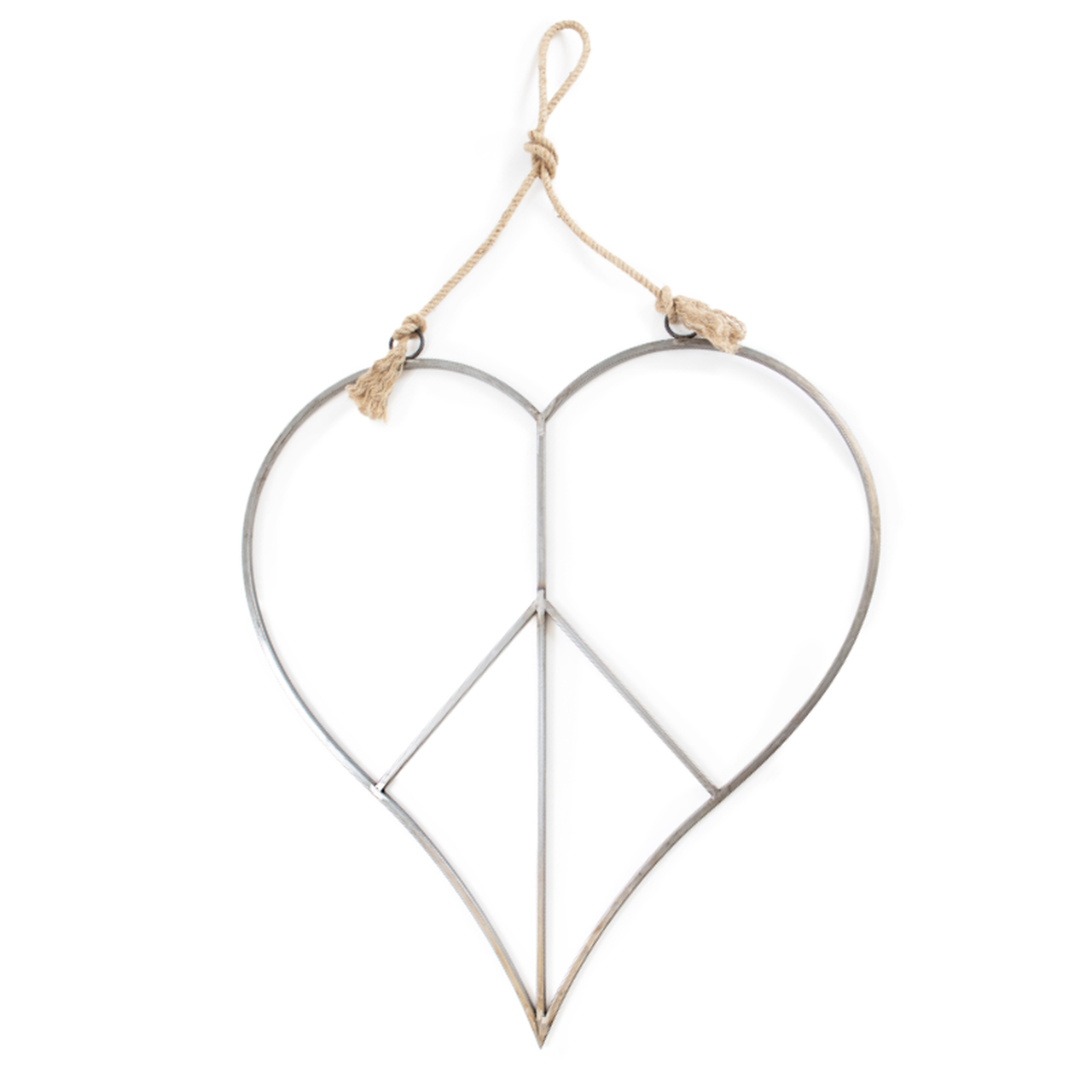 Heart Peace Sign ~ Metal + Jute (large)