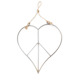 Heart Peace Sign ~ Metal + Jute (large)