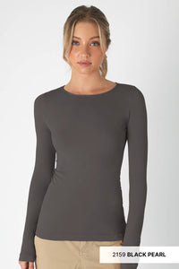 Long Sleeve Crew Neck Top ~ Black Pearl