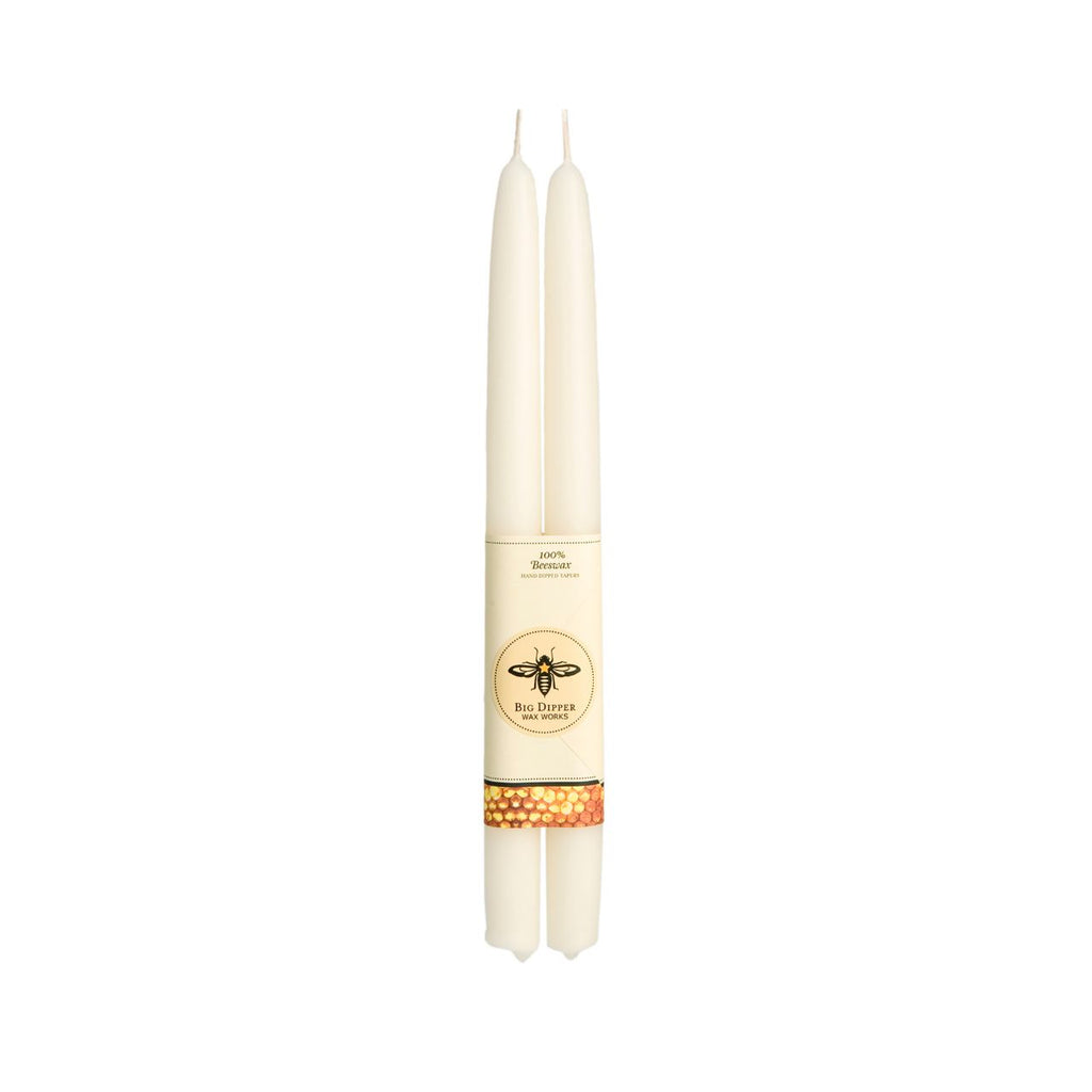 100% Pure Beeswax Tapers: Ivory