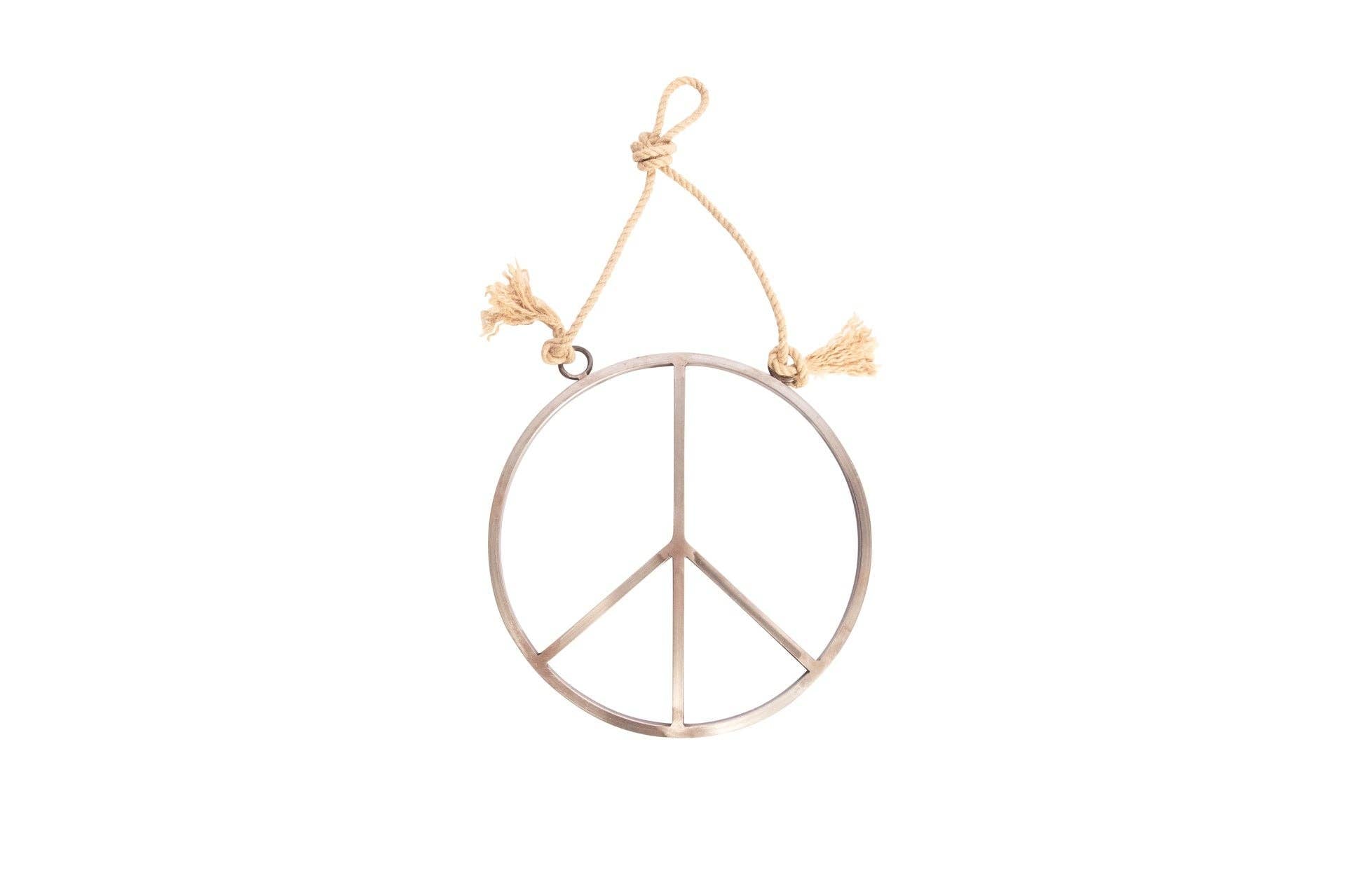 Peace Sign ~ Metal + Jute (small)