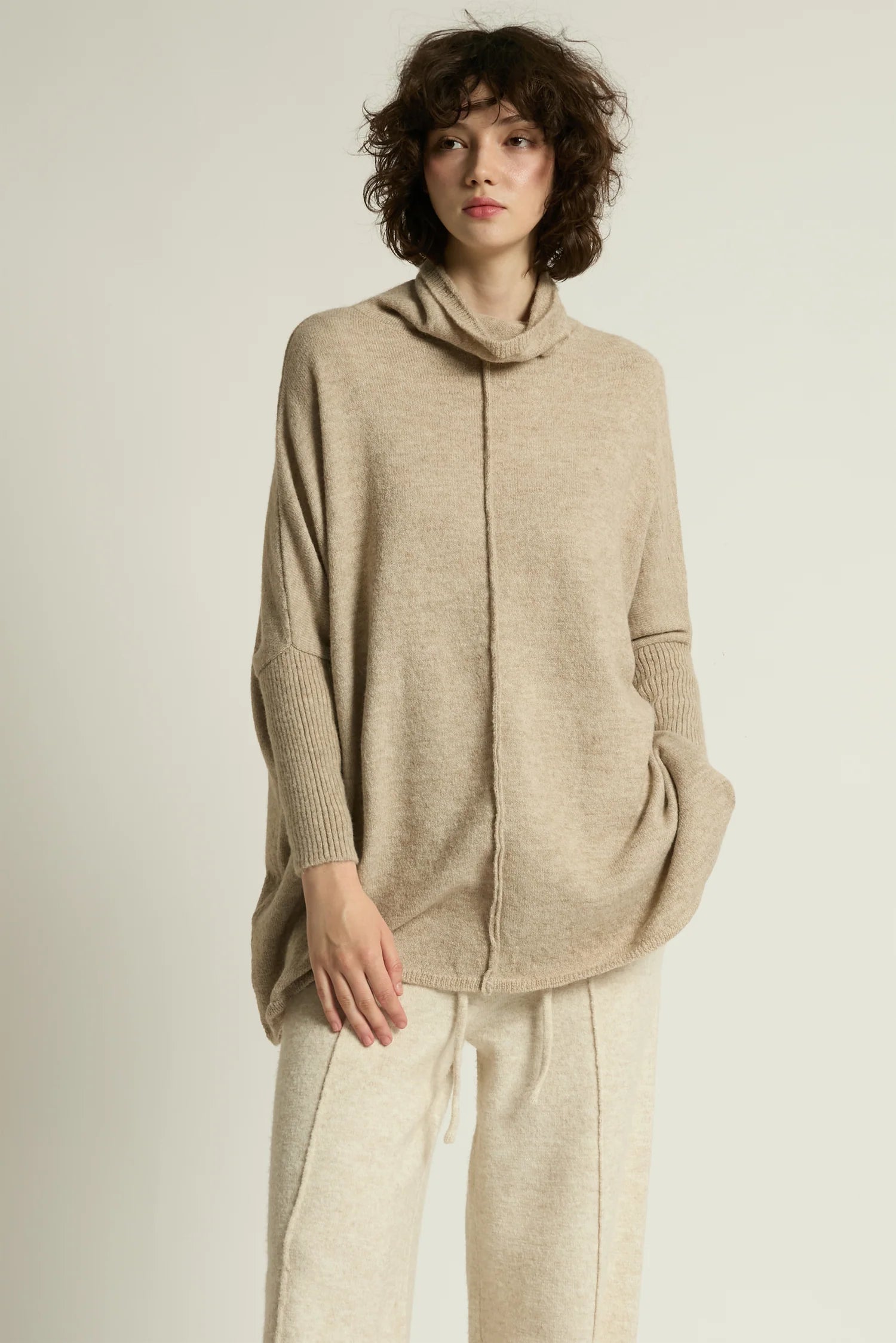 Turtleneck Sweater with Front Seam