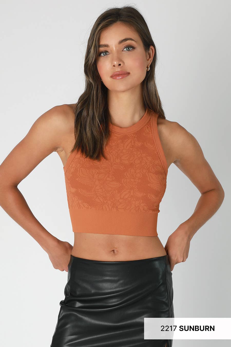 Lace High Neck Crop Top ~ black
