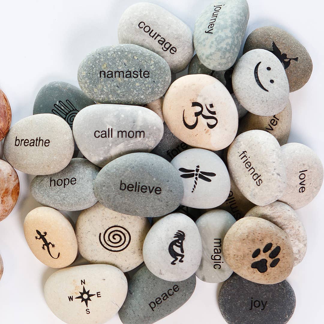 Inspired Pocket Stones - Engraved with Words & Symbols