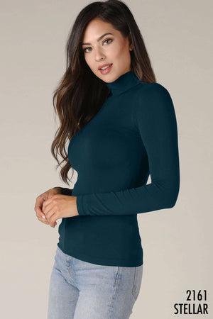 Long Sleeve Mock Neck Top ~ Black