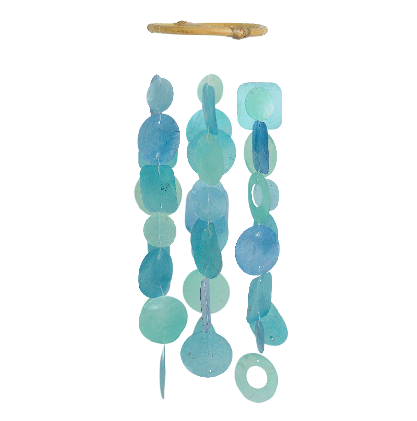 Capiz Chime Small Round | Blue & Turqoise