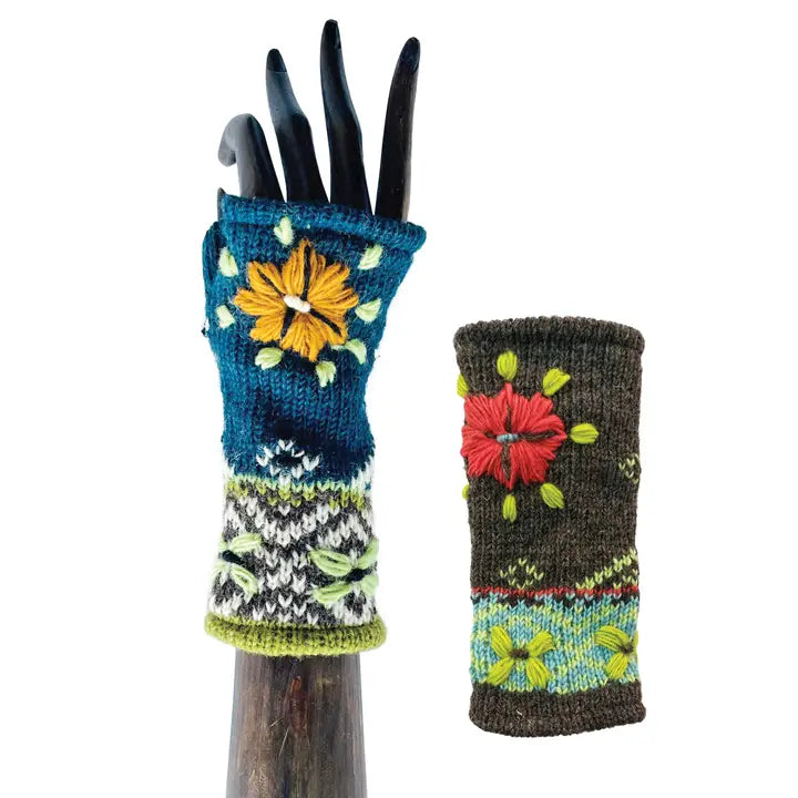 Handwarmers ~ Floral Handstitched