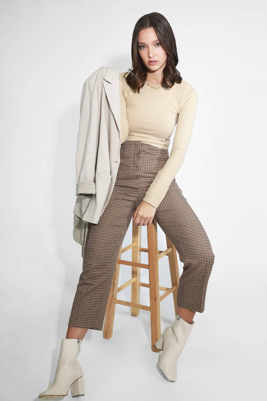 Long Sleeve Crew Neck Top ~ Stone